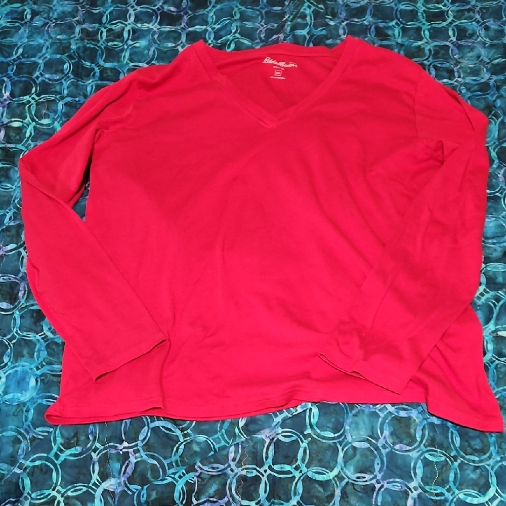 Eddie Bauer Red V-Neck Top